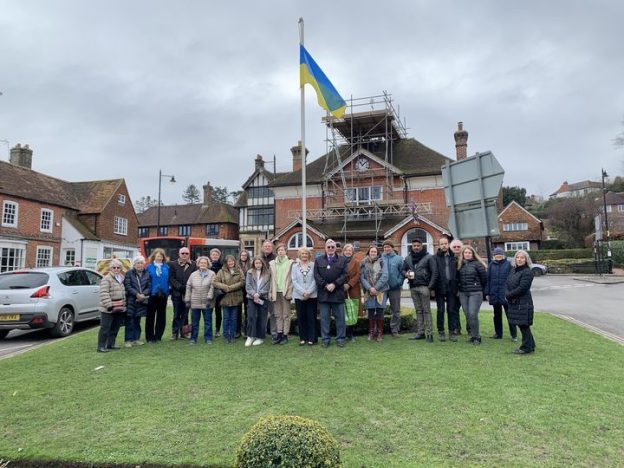 Haslemere residents mark the first anniversary of the Russian invasion of Ukraine