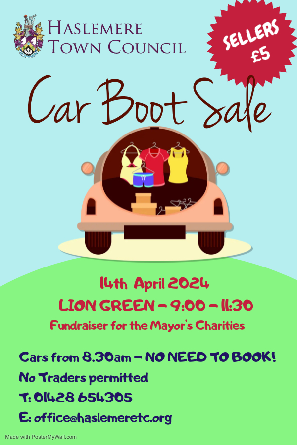 CAR BOOT – SUNDAY 14TH APRIL – LION GREEN
