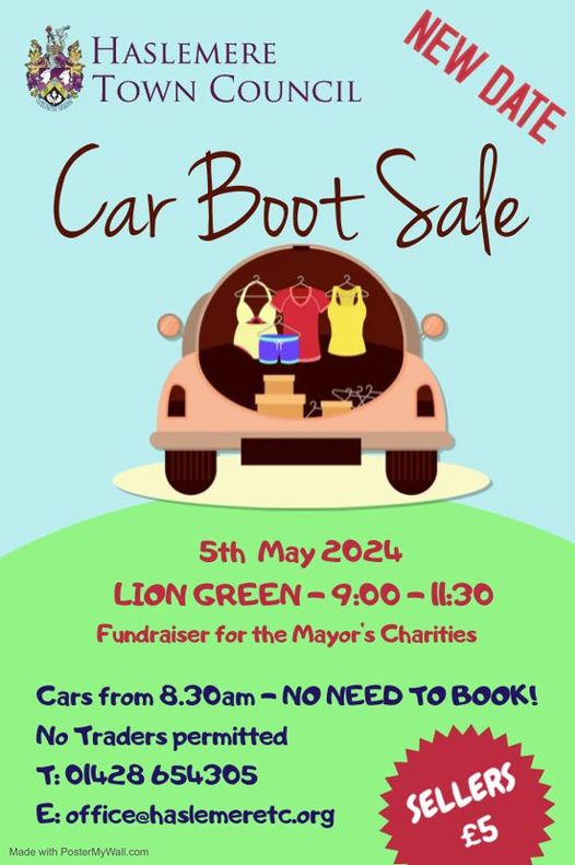 NEW DATE – CAR BOOT  – SUNDAY 5TH MAY – LION GREEN